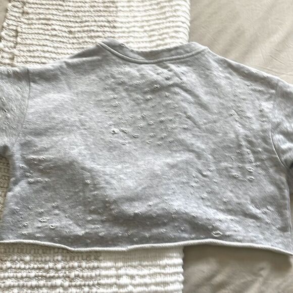 Alo Yoga Gray Cropped Distressed Sweatshirt - Picture 5 of 6